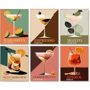 성인 초보자를 위한 숫자 키트별 6팩 페인트 - 캔버스에 숫자 키트별 8x10인치 칵테일 페인트, 칵테일 DIY 아크릴 오일 숫자 페인팅 키트, 선물용 홈 데코에 완벽합니다