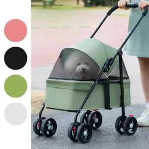 [반려] 4컬러 웨건 저상형 유모차 펫모차 시트분리형 강아지 접이식