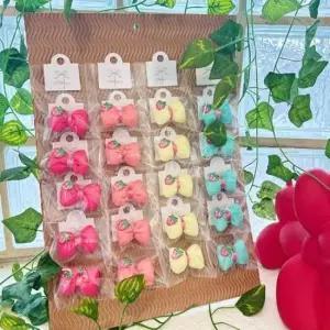 [반려] 강아지 딸기 머리핀 20개 반려견 세트 똑딱이 빗살핀