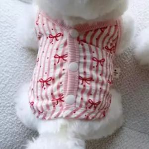 [반려] 리본 1P 여름 핑크 나시티 똑딱이 가디건 강아지 2XL
