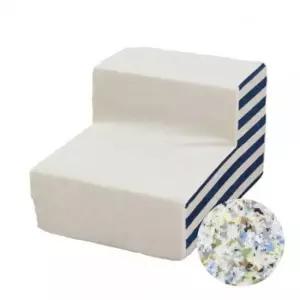 [반려] 계단 마블 2단 스텝 아이보리 강아지 블루 1P 줄무늬