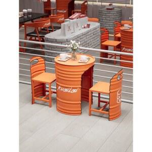 드럼통 테이블 깡통 인테리어 의자 카페 오렌지 세트 감성