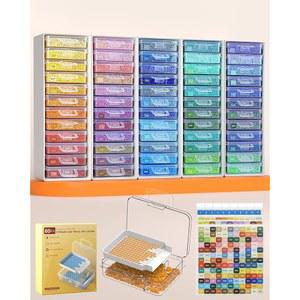 레드투 60pcs 다이아몬드 페인팅 수납 트레이 2겹, 뚜껑이 있는 3-in-1 다이아몬드 페인팅 트레이, 다이아몬드 아트 액세서리, 다이아몬드 아트 드릴 수납 및 라인업