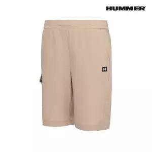 험머 여성 와펜 로고 쿨링 우븐 카고 포켓 밴딩 반바지 베이지