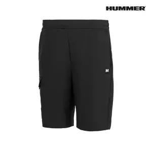 험머 여성 와펜 로고 쿨링 우븐 카고 포켓 밴딩 반바지 블랙