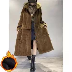 겨울 여친 롱 기모 카디건 러블리 트렌치코트 싱글 골덴 도톰 보온 빅사이즈 다올4