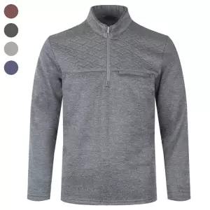 남자 겨울 따스한 기모 퀼팅 반 집업 티셔츠 BR-L-TS-JT888M-회색