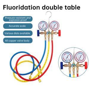 호스 후크가있는 500PSI 에어컨 압력 게이지 R12 R22 R404A R134a 용 프레온 3 웨이 AC 진단 매니 폴드 세