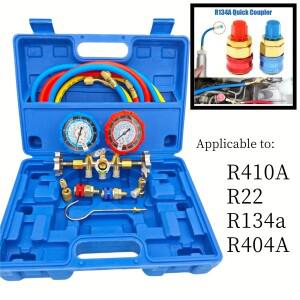 R410AR22R134AR404A 냉매 자동차 에어컨 키트 이중 게이지 압력 진공 펌프 수리