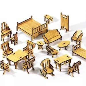 미니어처소품 미니어쳐 가구세트 나무 조립 인테리어 소품 프라모델