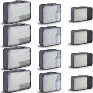 투돔로 12개의 대형 포장 큐브 캐리어용 수하물 정리함 메시 여행용 가방 캠핑 하이킹용