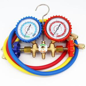 냉매 매니폴드 게이지 세트 에어컨 도구, 호스 후크 포함 냉동 R12 R22 R502 R134a