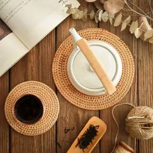 등나무 라탄 티 코스터 위스키 코스타 코스트 잔 받침 18cm 와인 우드 컵 냄비 찻잔 홀더 받침대 차 커피잔