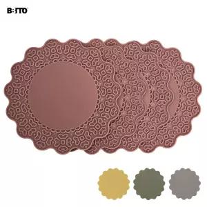 비비또 레이스 컵받침4P BKF1561 실리콘 코스터 카페