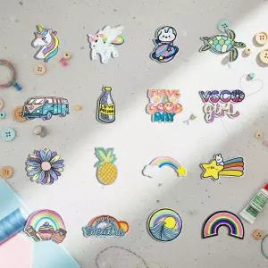 패브릭 전용 열부착 디자인 POP 와펜 패치 16개 세트