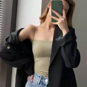 베이직 스퀘어 끈나시 크롭 민소매 이너 자켓이너