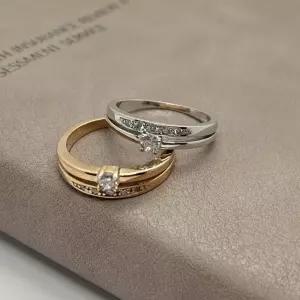 커플링 두줄 큐빅 레이어드 패션 은 반지/커플템