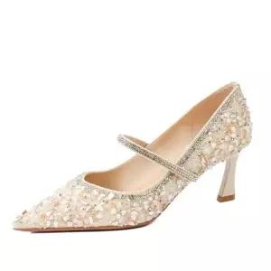 여성 하이힐 힐 구두 스틸레토 단화 큐빅 양가죽 들러리 웨딩화 일자 신부 자개 스트랩 SPO마켓5