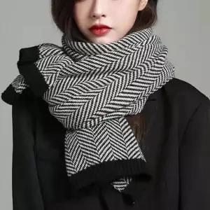 남녀공용 헤링본 체크 패턴 머플러 목도리 겨울 넥워머