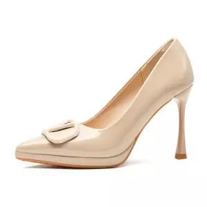 여성 하이힐 버클 구두 힐 화 누드톤 프렌치 스틸레토 펌프스 엘레강스한 가보시 브이 분위기의 SPO마켓5