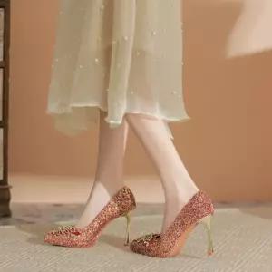 여친 슈즈 하이힐 펌프스 힐 컬러의 스틸레토 샴페인 구두 가보시 크리스탈 웨딩 SPO마켓5