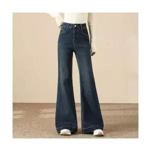 여성 스타일 완성 와이드 청바지 빈티지 데님 캐주얼 나팔바지 가을 하이웨스트 부츠컷 스포M3