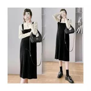 러블리 스웨터 멜빵 플리츠원피스 바늘 스커트 여사친 니트 투피스 다올4