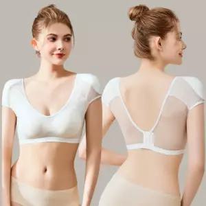 어깨 패드 뽕 로우넥 등이없는 백오픈형 숄더핏 반팔 브라탑 나시