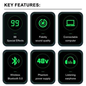 KDES KP8 오디오 믹서 8채널 99 이펙트 레코드 PC 48V 팬텀 파워 USB 사운드 블루투스 DJ 콘솔 카라오케용