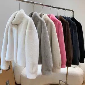 여성 인조 밍크 코트 겨울 스탠드칼라 밍크퍼 자켓