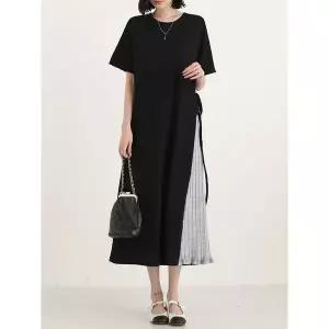 [하프클럽/시크루즈]볼트 사이드 배색 스트링 원피스_BDOP340