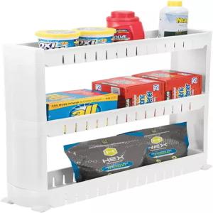 mDesign 슬림 플라스틱 롤링 세탁 유틸리티 카트 휴대용 보관 정리함 트롤리 - 이지 글라이드 휠 및 3개의