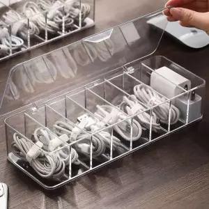 투명 케이블 보관함 수납함 책상정리(실리콘타이포함)