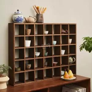 레트로 머그 진열대 보관함 원목 수납장 그리드