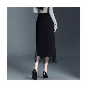 여성 데일룩 스커트 쉬폰 플리츠 레이스 랩 가을겨울 A라인 드롭 일자 캐주얼 롱 DAOL4