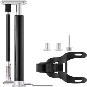 게이지가 있는 줄라이 미니 자전거 바닥 펌프 휴대용 핸드 - 볼 니들이 프레임 인플레이터 프레스타 및