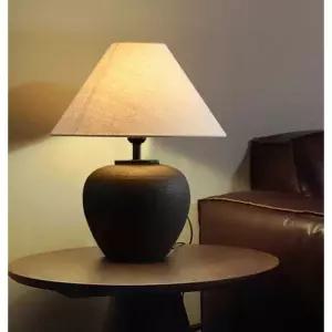 테라코타 미니멀 도자기 세트 조명 램프 화이트