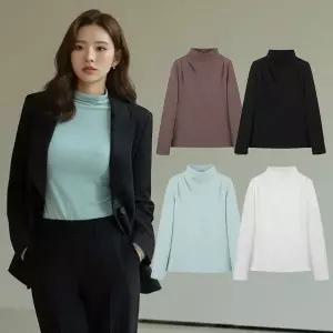 [NS홈쇼핑][엘루아] 실크블렌디드 하프넥 드레이핑 티블라우스 4종세트[35801077]