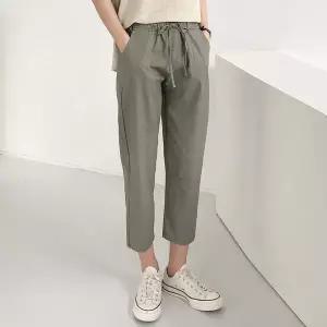 여성 봄 여름 면 스판 8부 7부 밴딩 배기 바지 키작녀 팬츠 -KPN0559-