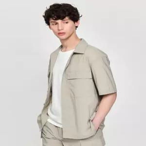 헤지스 남성 25SS HZSH5B509I2 베이지 나일론 경량 반팔 셔츠22344247012343673