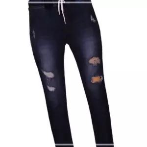 밴딩 청바지 헤짐디테일 7부 XW054E57