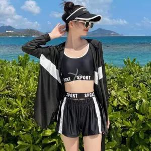 4피스수영복 바캉스룩 여자수영복세트 빅사이즈 휴양 검정M