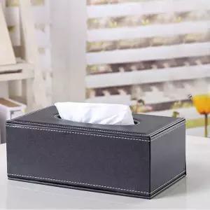 GDM 블랙 고급 가죽 티슈 휴지 케이스