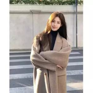 여사친 가을 겨울 모직 롱 트렌디 아이템 코트 트위드 미디엄 HT4