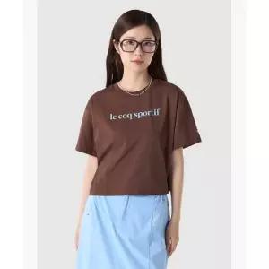 르꼬끄 LECOQ 여성 에슬레저 루즈핏 면 크롭 반팔티 - 브라운(QQ322ORS83) QQ322ORS83_BRW0 466599