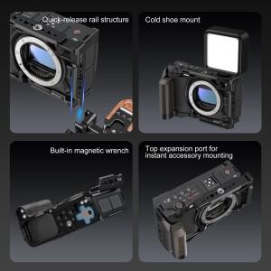 니콘 ZR용 PULUZ 우드 핸들 메탈 카메라 케이지 확장 프레임