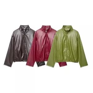 빈티지 가을겨울 가죽 스트리트 재킷 차이나 코트 여성패션 DL4