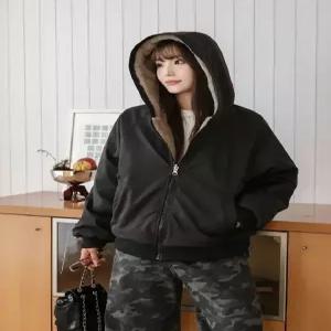 겨울 트렌디한 슬림핏 양면으로 사타구니 여성패션 점퍼 빅사이즈 후드 코트 뽀글이 야구 DL4