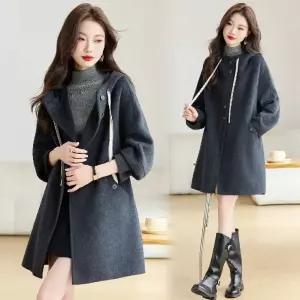 울 코트 점퍼 후드 야구 케이프 리버시블 여성패션 겨 DL4