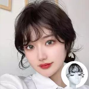 S컬 웨이브 앞머리 가발 헤어피스 옆머리 부분가발 펌